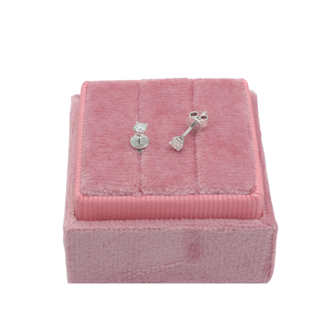 Moissanite Earrings Studs for Women/Men, Hypoallergenic 925 Sterling Silver Flat Back Earrings 18K White Gold Plated, Round Moissanite Studs Idea Gift with Velvet Jewelry Box